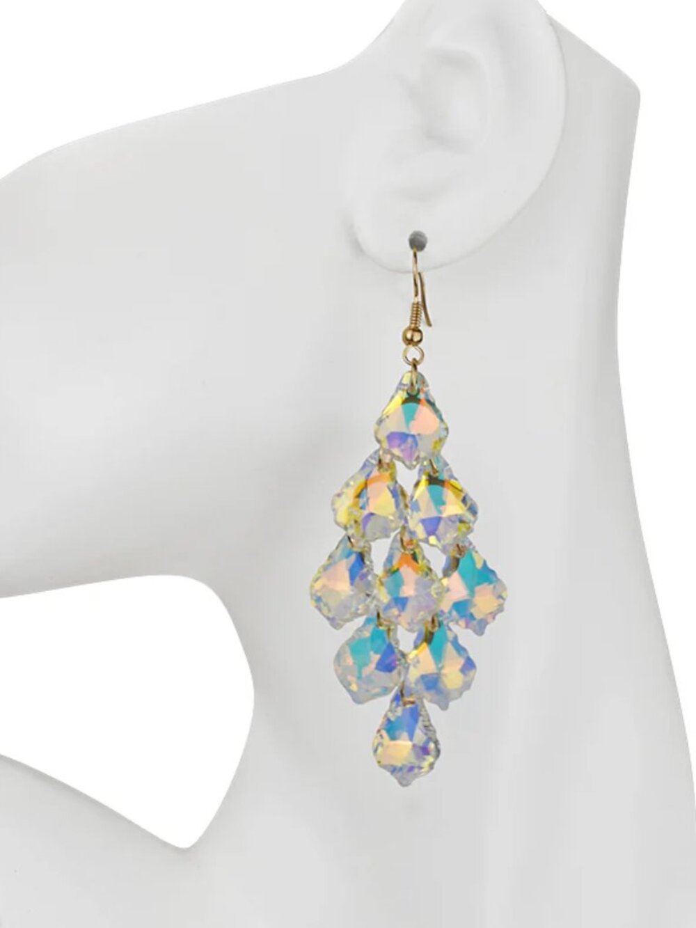 Kirks Folly Divine Crystal Chandelier French Wire Earrings  Goldtone